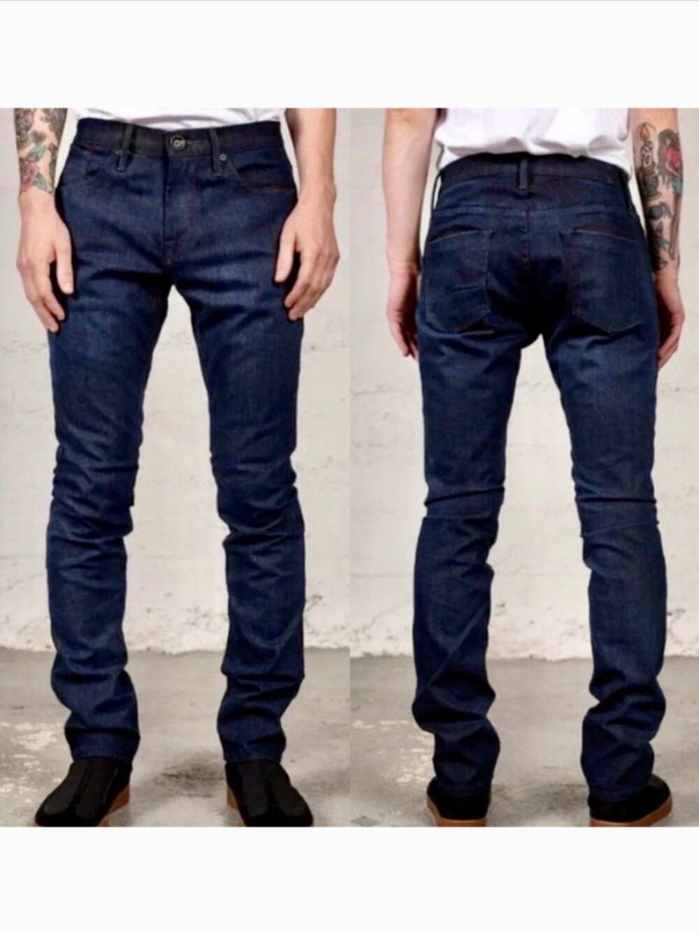 Men's Matias Sol Hand Tailored Dark Blue Wash Jeans - Size 31